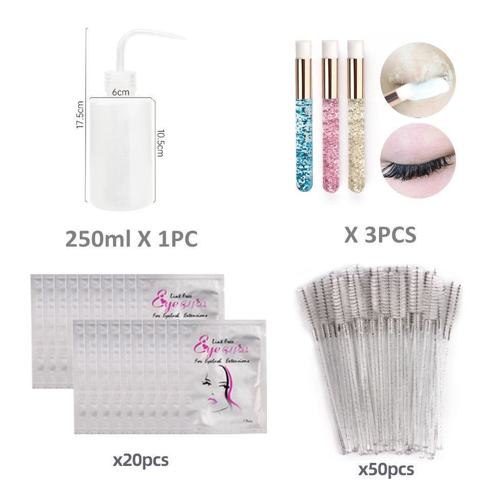 150/250/500ml Eyelash Extension Clean Bottle/Washing Lash Brush Applicator Remover Kit